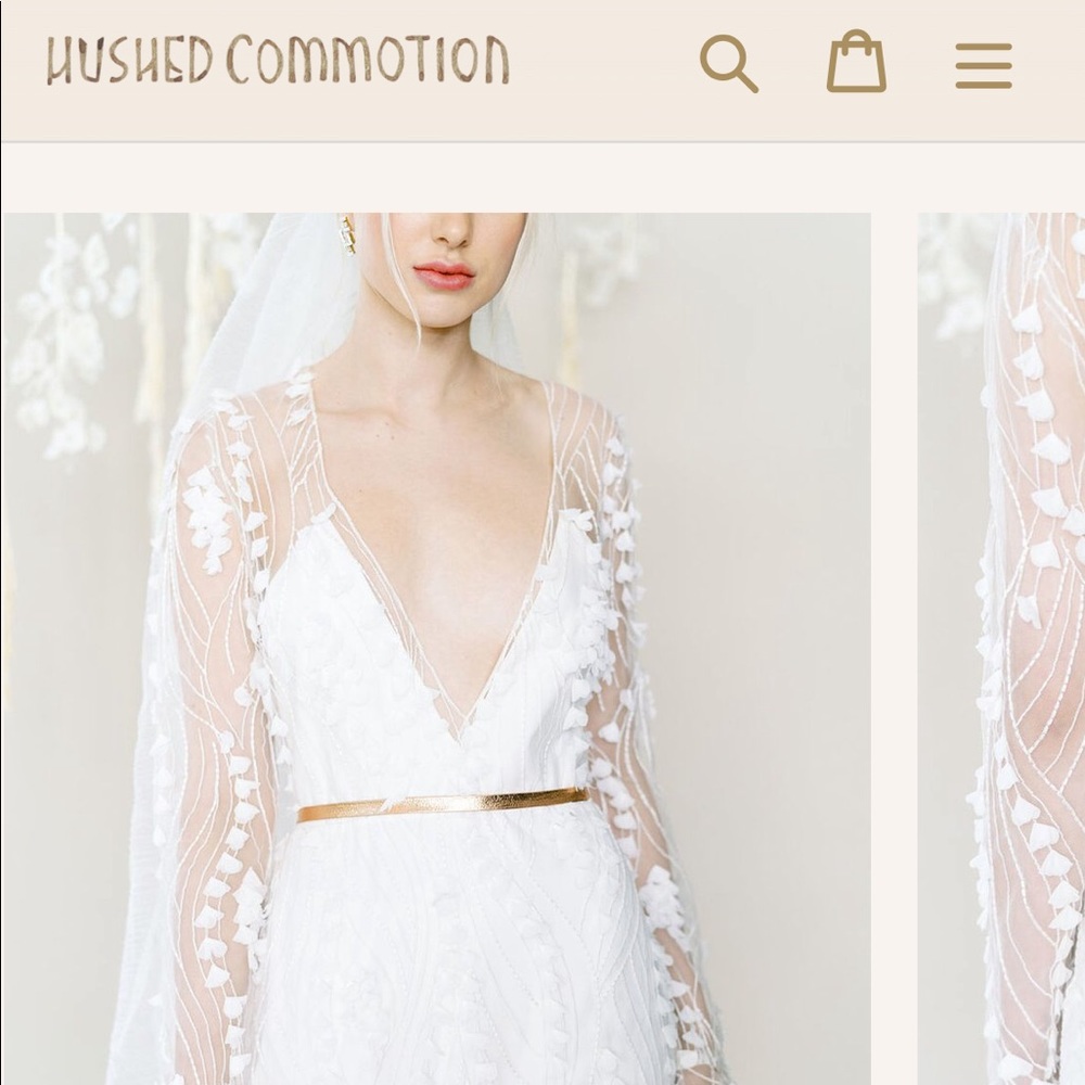 Hushed Commotion Bridal Belt Gold Leather Sash